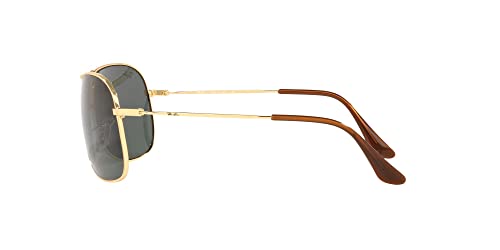 Ray-Ban RB3267 Metal Aviator Sunglasses, Gold/Green, 64 mm