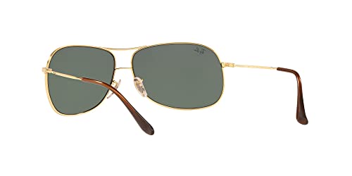 Ray-Ban RB3267 Metal Aviator Sunglasses, Gold/Green, 64 mm