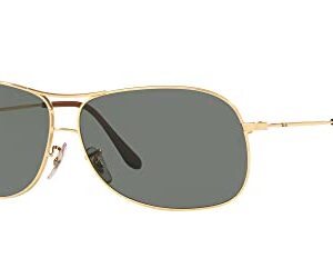 Ray-Ban RB3267 Metal Aviator Sunglasses, Gold/Green, 64 mm