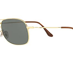 Ray-Ban RB3267 Metal Aviator Sunglasses, Gold/Green, 64 mm