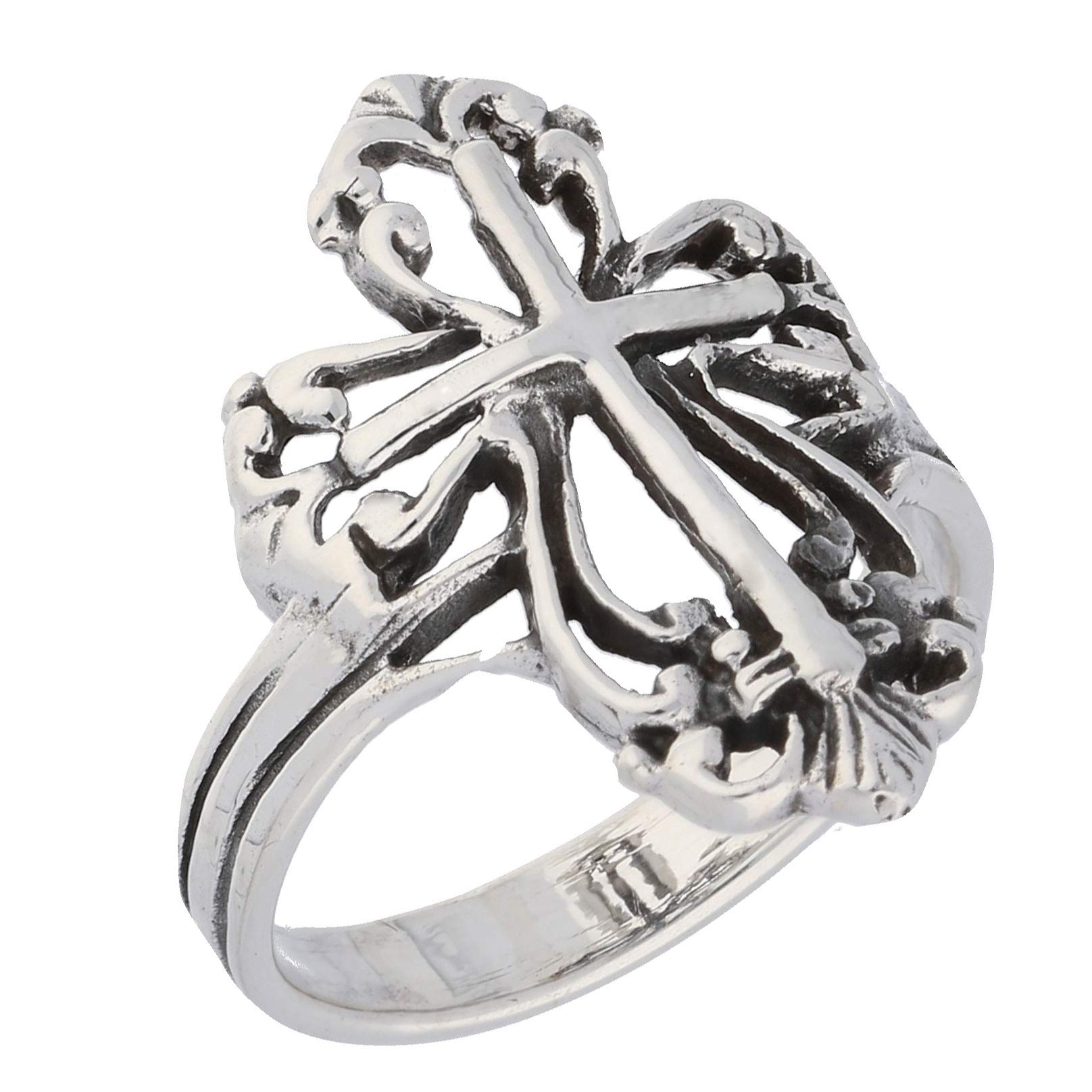 Sterling Silver Victorian Style Open Cross Ring Size 5(Sizes 4,5,6,7,8,9,10)