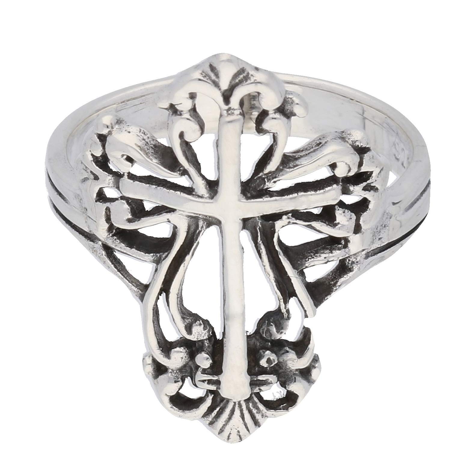 Sterling Silver Victorian Style Open Cross Ring Size 5(Sizes 4,5,6,7,8,9,10)