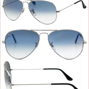 RAY-BAN RB 3025 AVIATOR SUNGLASSES (58 mm, 003/3F SILVER CRYSTAL WHITE/GRADIENT BLUE)