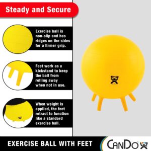 CanDo 30-1891 Non-Slip Inflatable Exercise Ball with Stability Feet for Exercise, Workout, Core Training, Yoga, Pilates, Active Sitting in Gym, Office, Home or Classroom. Yellow 18"