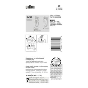 Braun Series 3 Old Generation Electric Shaver Replacement Head - 30B - Compatible with Electric Razors SmartControl, TriControl, 340, 330, 320, 310, 300