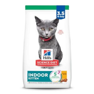 hill's science diet indoor, kitten, easy litter box cleanup, dry cat food, chicken recipe, 3.5 lb bag