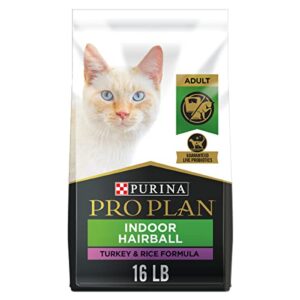 Purina Pro Plan Hairball Management, Indoor Cat Food, Turkey and Rice Formula - 16 lb. Bag