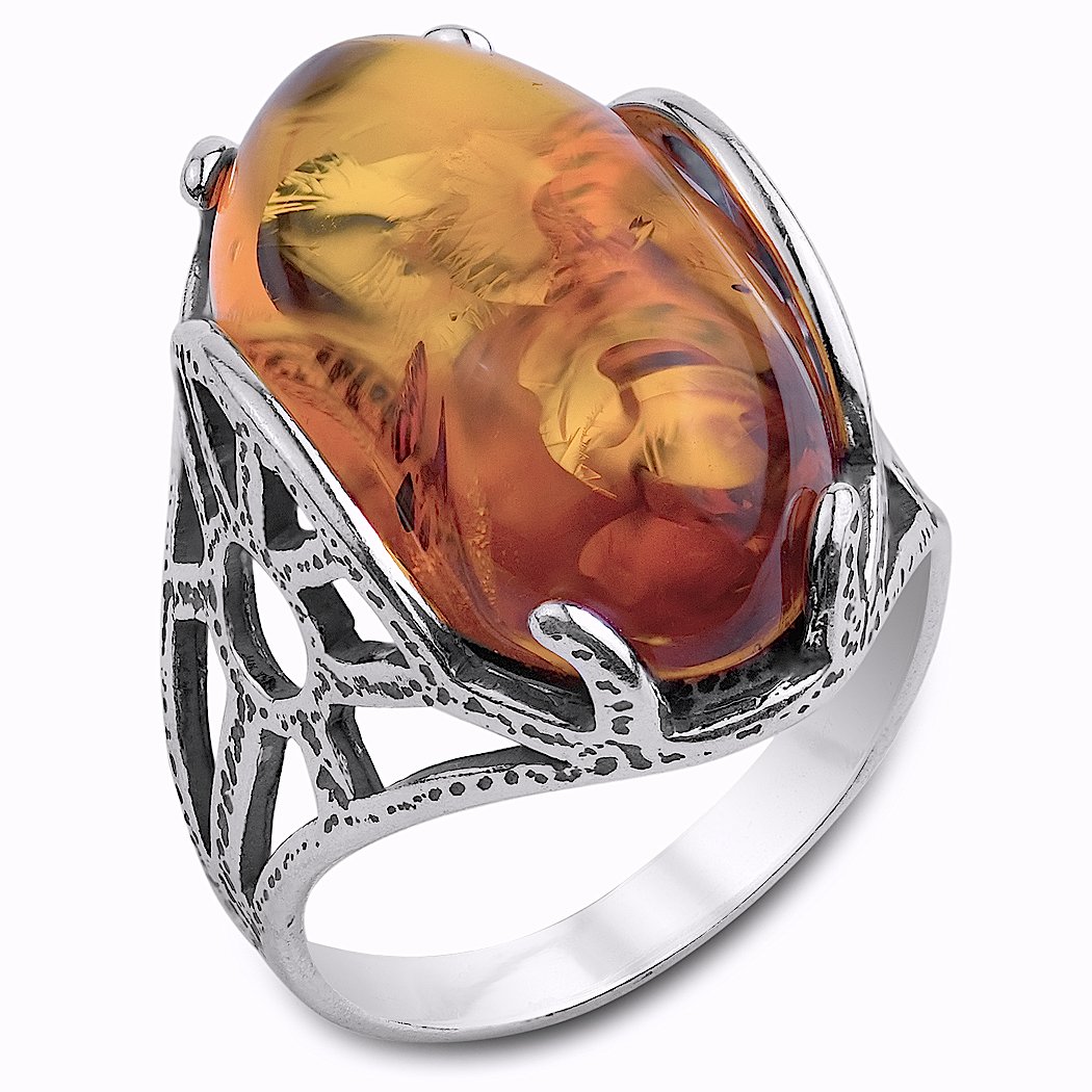 Ian and Valeri Co. Amber Sterling Silver Large Oval Ring