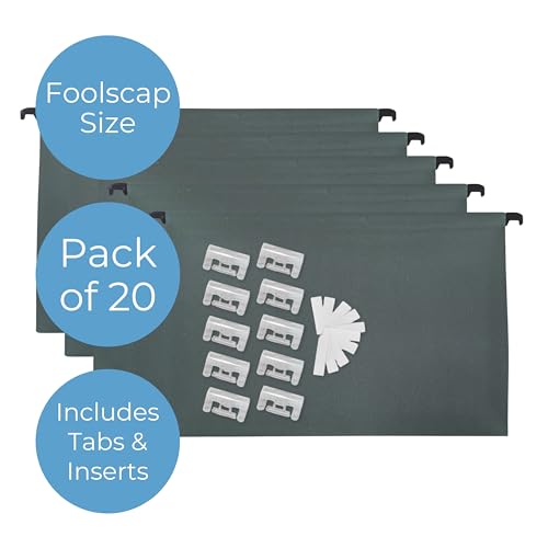 Cathedral Suspension Files Foolscap 20pk - Green