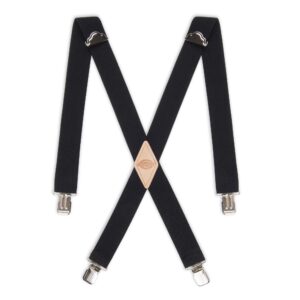 dickies mens 1-1/4 solid straight clip apparel suspenders, black, one size us