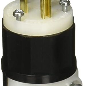 Leviton 5266-C Black-White, 15 Amp, 125 Volt, Industrial Grade, Plug, Straight Blade, Grounding, 1 Pack