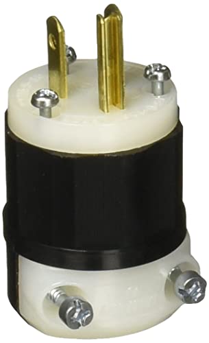 Leviton 5266-C Black-White, 15 Amp, 125 Volt, Industrial Grade, Plug, Straight Blade, Grounding, 1 Pack