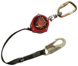 miller pfl-4/9ft scorpion 9-foot personal fall limiter with carabiner and swivel shackle, red