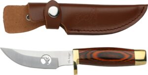 elk ridge - outdoors fixed blade knife - 7.5-in overall, 3.75-in mirror finished stainless steel blade, full tang, wood handle, leather sheath - camping, hunting, survival - er-050