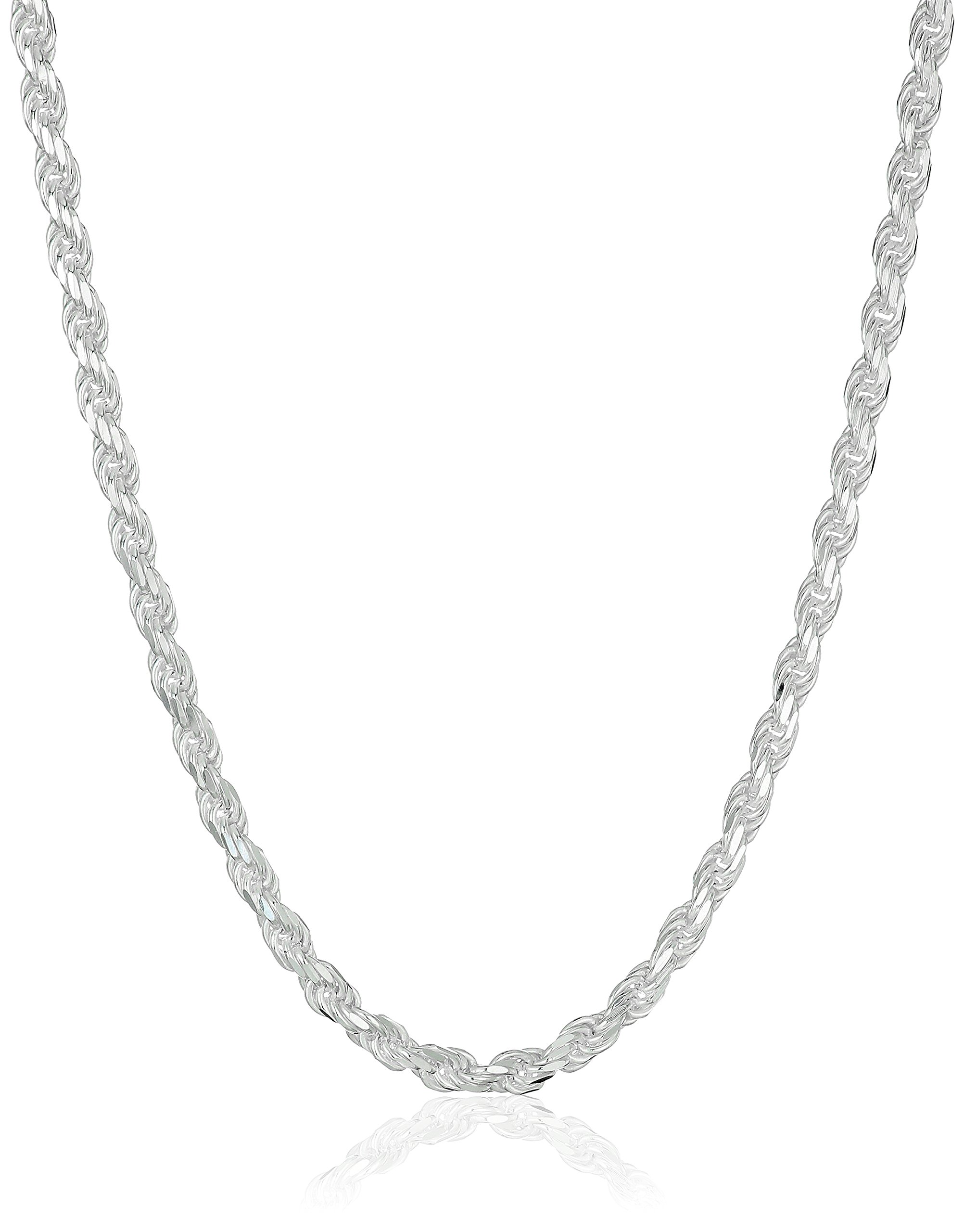 Amazon Essentials Sterling Silver Diamond Cut Rope Chain Necklace, 20" (previously Amazon Collection)