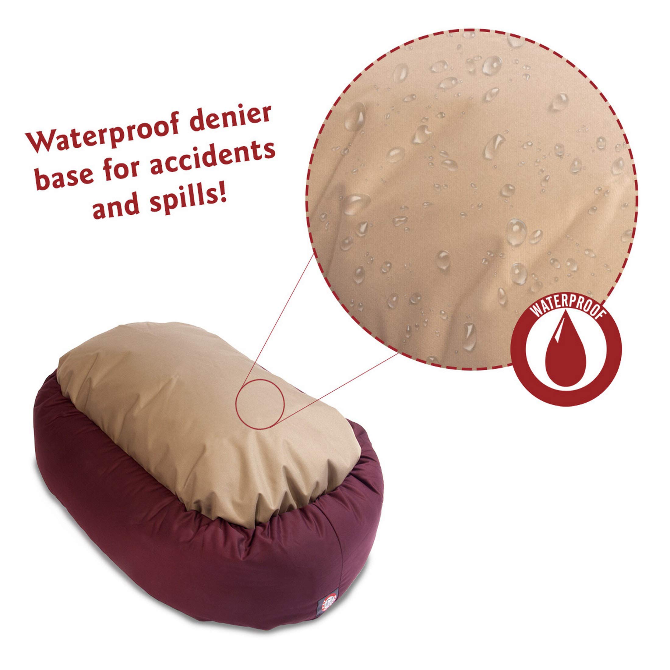 Majestic Pet 40 Inch Bagel Calming Dog Bed Washable – Cozy Soft Round Dog Bed with Spine Support for Dogs to Rest their Head - fluffy donut dog bed 40x29x9 (Inch) - Round Pet Bed Large – Burgundy