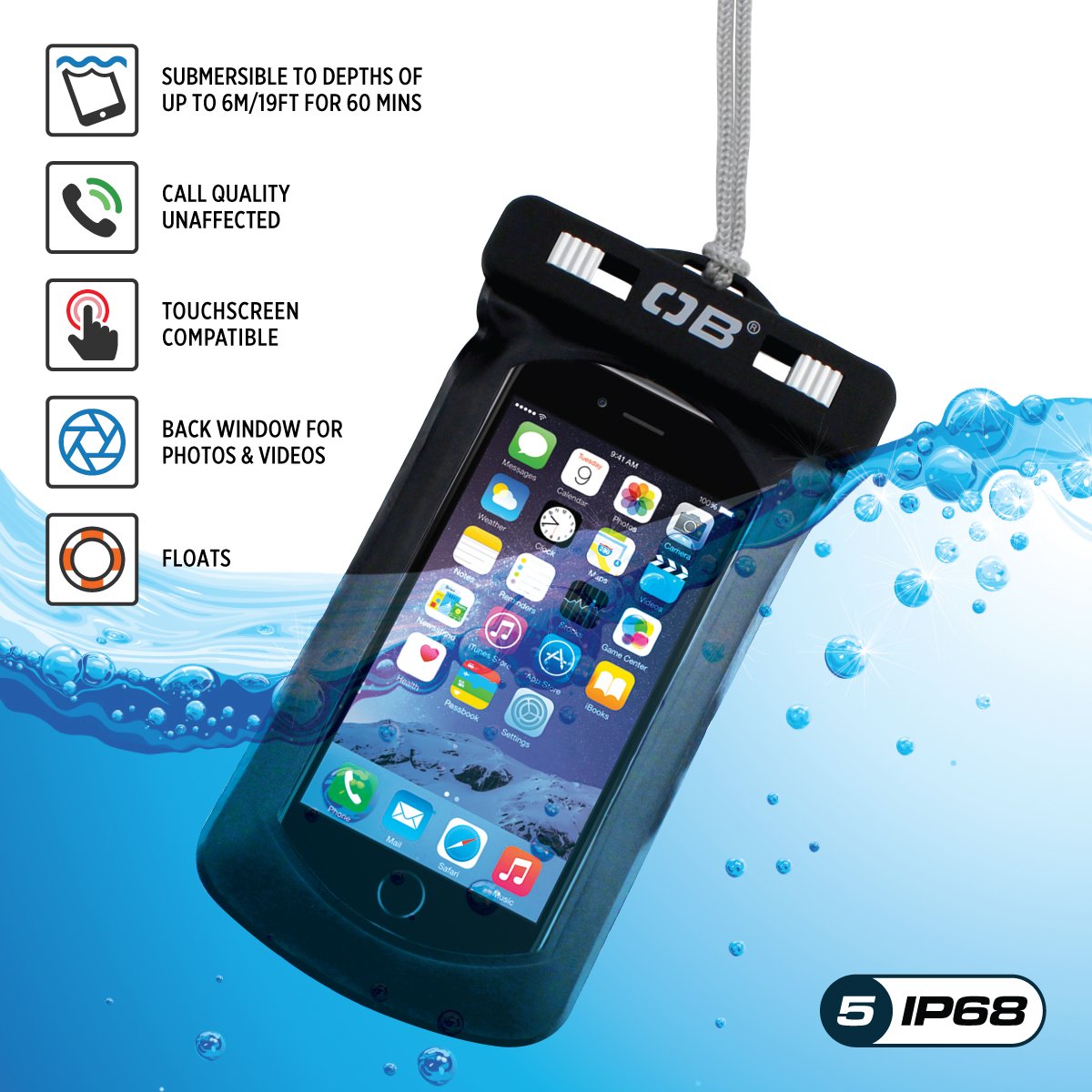 OverBoard Waterproof Phone Case, Aqua, Small