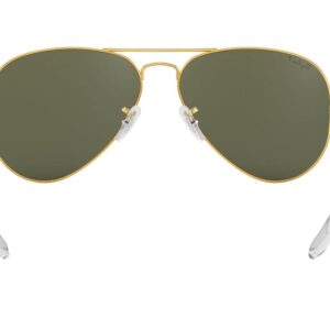 Ray-Ban RB3025 Classic Aviator Sunglasses, Gold/Green Polarized, 55 mm