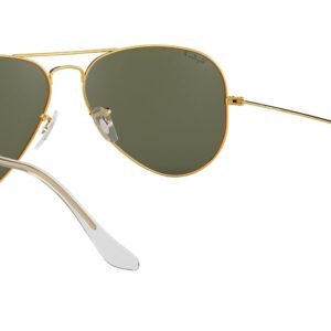 Ray-Ban RB3025 Classic Aviator Sunglasses, Gold/Green Polarized, 55 mm