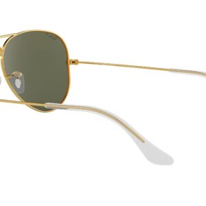 Ray-Ban RB3025 Classic Aviator Sunglasses, Gold/Green Polarized, 55 mm