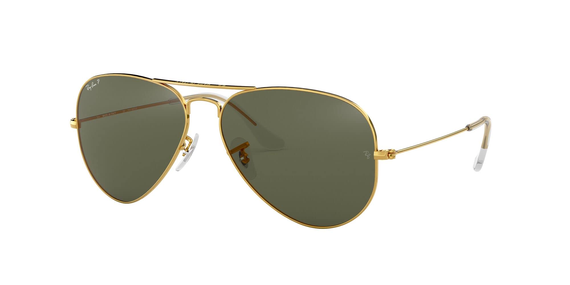 Ray-Ban RB3025 Classic Aviator Sunglasses, Gold/Green Polarized, 55 mm