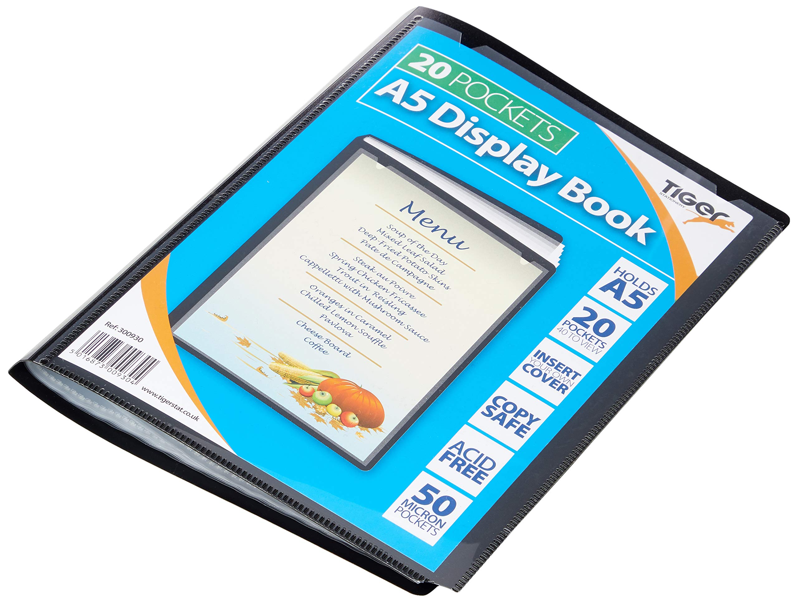 Tiger 300930 20 A5 Pocket Presentation Display Book - Black,Medium