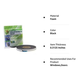 Duck Brand Self Adhesive Foam Weatherstrip Seal for Extra Large Gaps, 20 Total Feet, Window and Door Seal Strip Foam Tape, 3/8-Inch Wide x 5/16-Inch Thick x 10-Feet Long, 2 Rolls, Charcoal (285645)