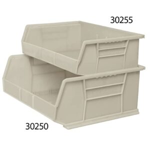 Akro-Mils 30250STONE AkroBins Plastic Storage Bin Hanging Stacking Containers, (15-Inch x 16-Inch x 7-Inch), Stone, (6-Pack)