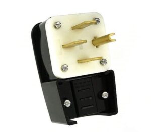 leviton 9452-p 50 amp, 125/250 volt, straight blade, plug, industrial grade, grounding, angle, black