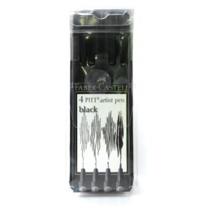 Faber-Castell FC167100 Pitt Artists Pen Assortments - Assorted Sizes - Set of 4 - Black