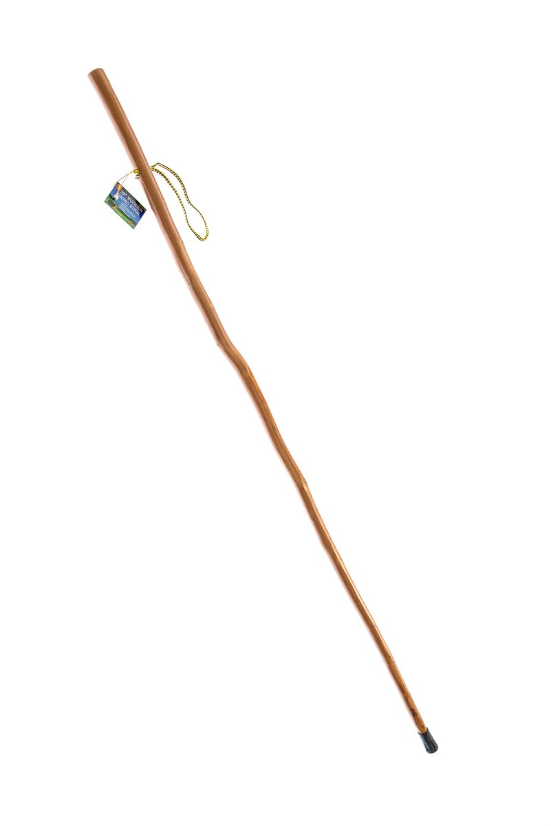 SE Natural Wood Walking Stick with Steel Spike and Metal-Reinforced Tip Cover, 50" - WS632-50