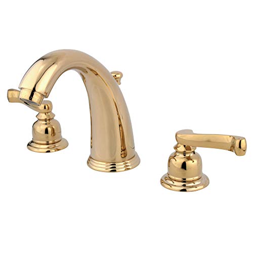 Kingston Brass KB982FL Royale Widespread Lavatory Faucet with Brass Pop-Up, Polished Brass,8-Inch Adjustable Center