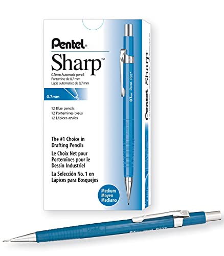 Pentel Sharp Mechanical Pencil, (0.7mm), Medium Line, Blue Barrel, Box of 12 (P207C)