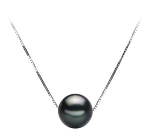 kristine black 8-9mm aa quality tahitian 14k white gold cultured pearl pendant for women