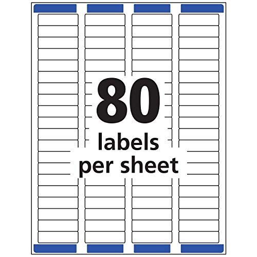 Avery Mailing Address Labels, Inkjet Printers, 10,000 Labels, 1/2 x 1-3/4, Permanent Adhesive, Easy Peel (5 Packs 8167)