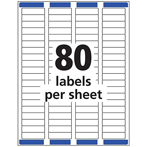 Avery Mailing Address Labels, Inkjet Printers, 10,000 Labels, 1/2 x 1-3/4, Permanent Adhesive, Easy Peel (5 Packs 8167)