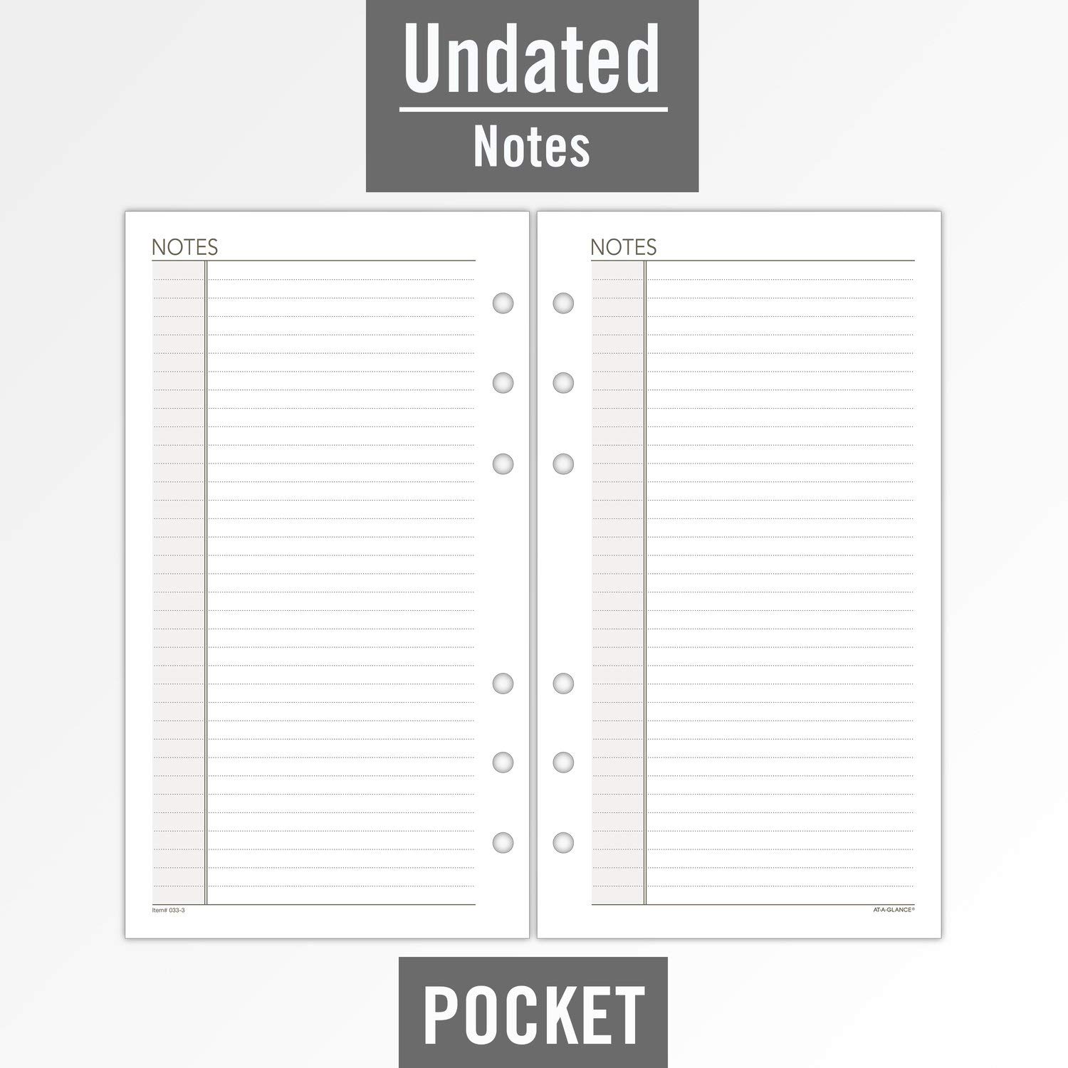 AT-A-GLANCE Day Runner Lined NotePad Pages, Refill, Loose-Leaf, Undated, for Planner, 3-3/4" x 6-3/4", Size 3, 30 Sheets/Pack (033-3)