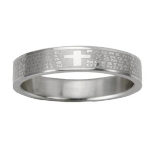 Dahlia Stainless Steel Spanish Lord's Prayer 4mm Band Ring - Women (Size 8)