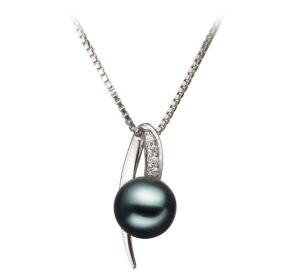 destina black 7-8mm aa quality japanese akoya 925 sterling silver cultured pearl pendant for women