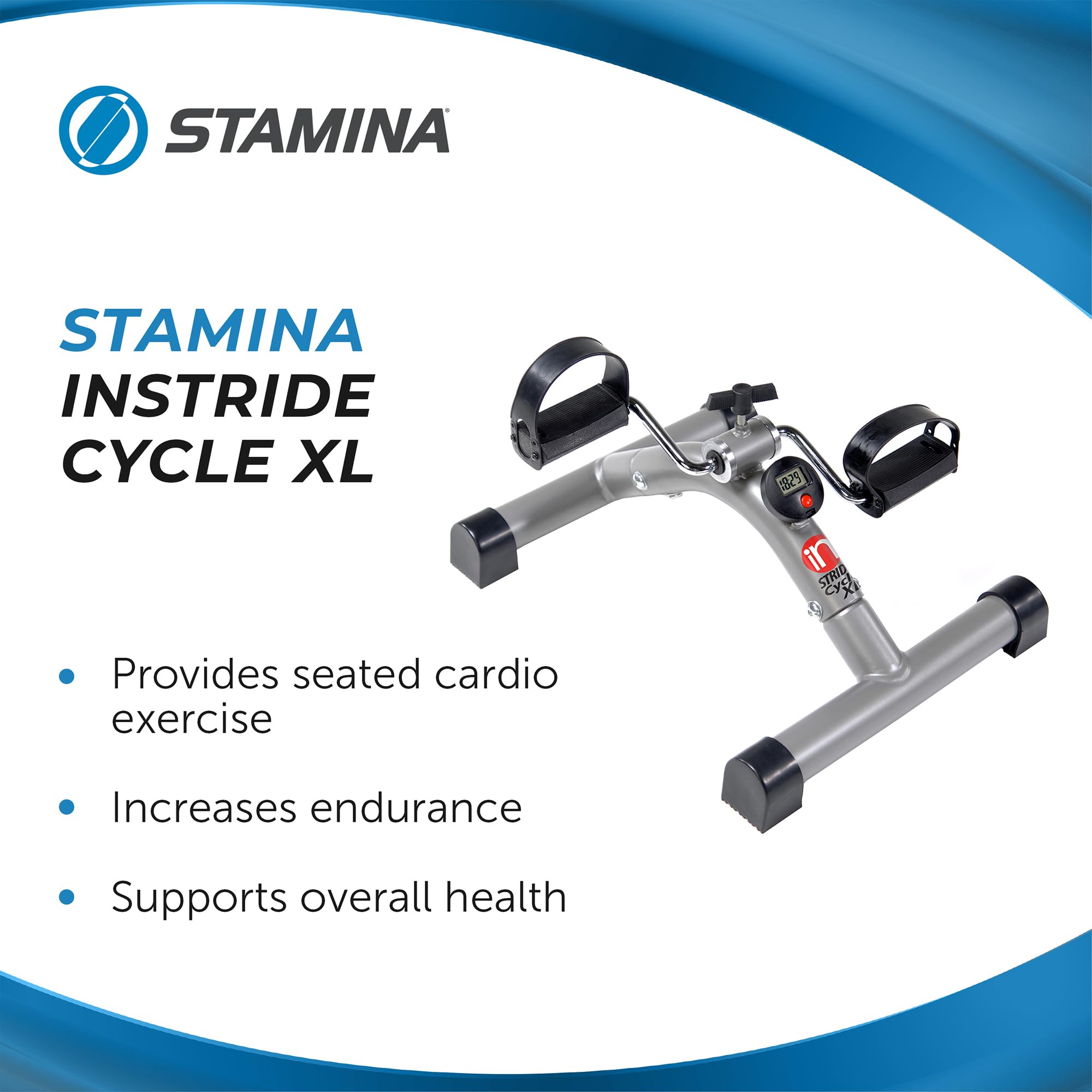 Stamina InStride Cycle XL - Folding Cycle Pedal Exerciser - Fitness Bike with Smart Workout App for Seated Exercise - Foldable Exercise Bike for Home Workout