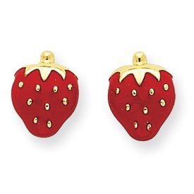 14k Gold Enameled Strawberry Ear (0.31 in x 0.24 in)