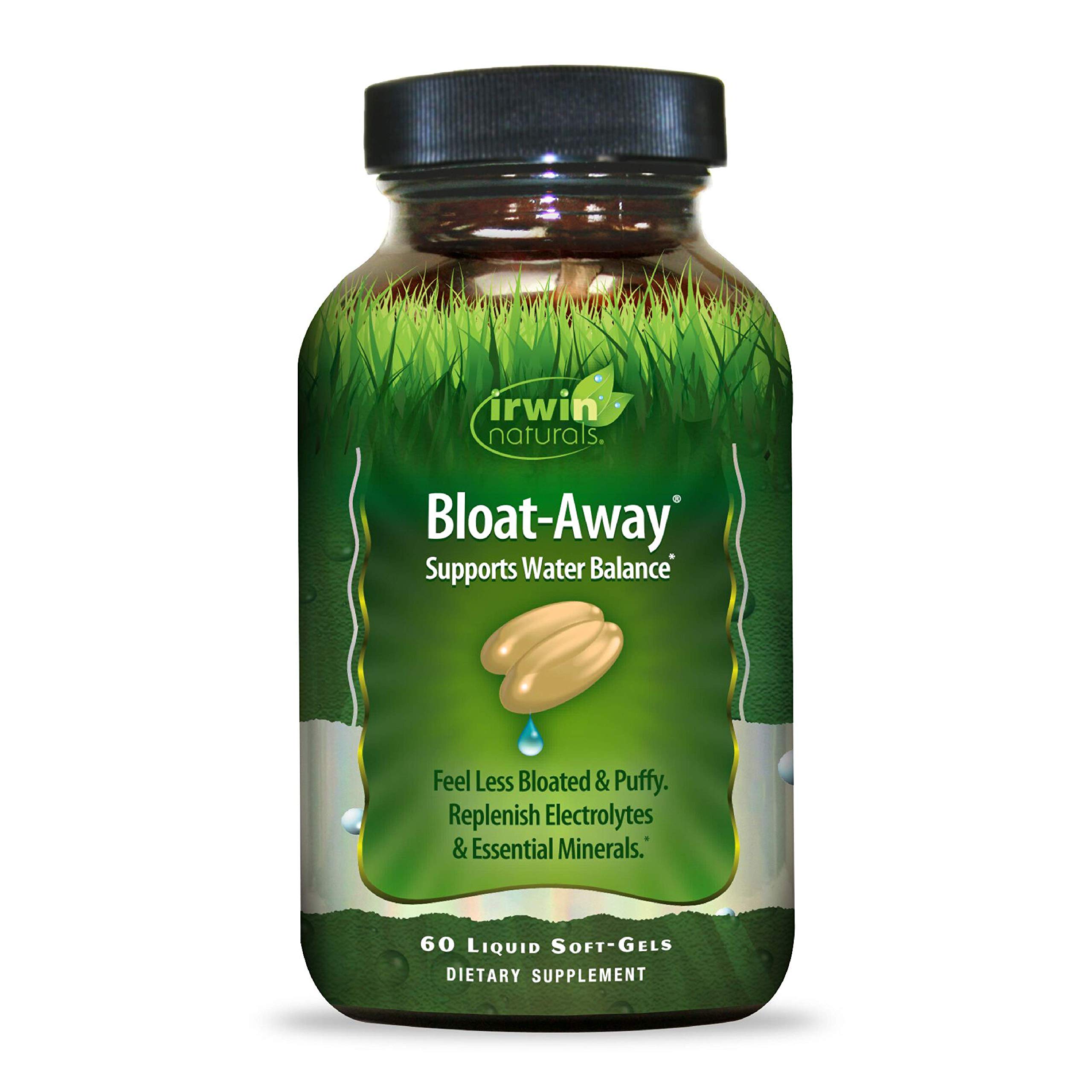 Irwin Naturals Bloat-Away - Water Balance Support - Replenish Electrolytes & Essential Minerals - 60 Liquid Soft-Gels