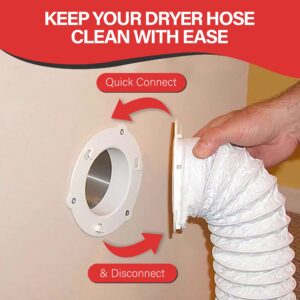 Dryer Dock The Original Dryer Vent Quick Release - Two-Piece Dryer Hose Quick-Connect, Twist & Lock Tight, Fits 4 Inch Tubes,White