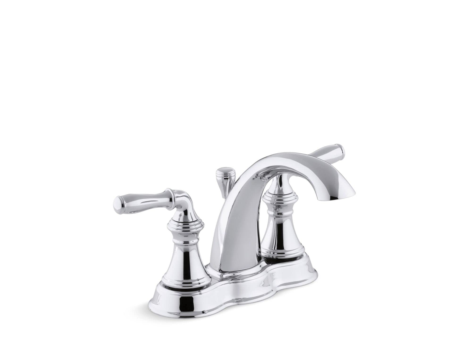 KOHLER 393-N4-CP Devonshire Centerset 4 inch Bathroom Faucet with Pop-Up Drain Assembly, 2-Handle Bathroom Sink Faucet, 1.2 gpm, Polished Chrome