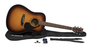 yamaha gigmaker standard acoustic guitar w/ gig bag, tuner, strap and picks - sunburst