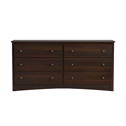 Prepac Fremont Bedroom Furniture: Espresso Double Dresser for Bedroom, 6-Drawer Wide Chest of Drawers, Traditional Bedroom Dresser, EDC-6330-V, 59"W x 17.5"D x 29"H