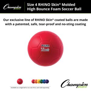 Champion Sports Rhino Skin Molded Foam Size 4 Soccer Ball, Red