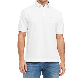 Tommy Hilfiger Men's Short Sleeve Polo Shirt in Classic Fit, White, Medium