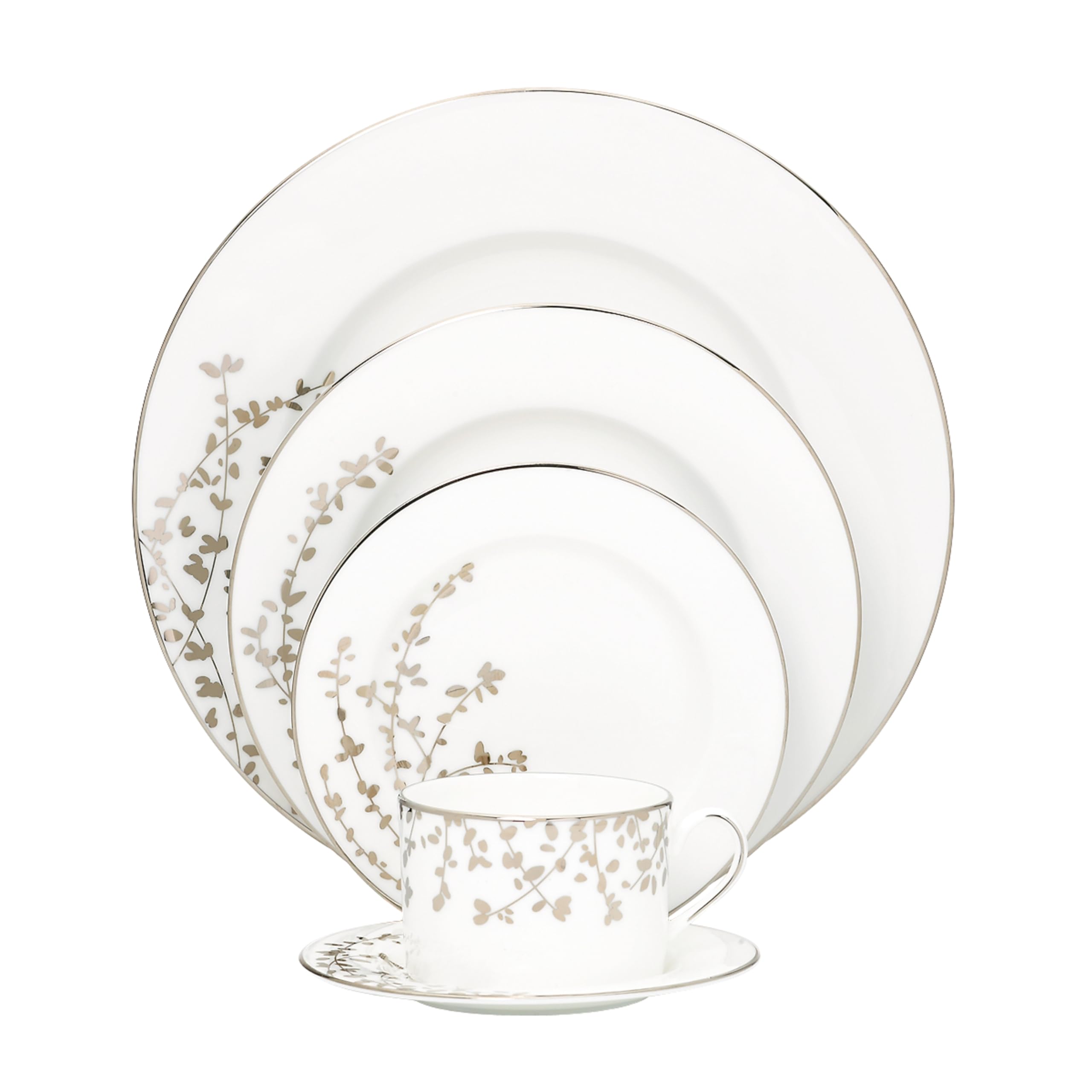 Kate Spade New York Gardner Street Platinum 5-Piece Place Setting, 4.25 LB, White