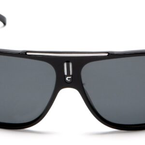 Carrera Cool/S Polarized Pilot Sunglasses, Black and Palladium Frame/Grey Lens, 65 mm